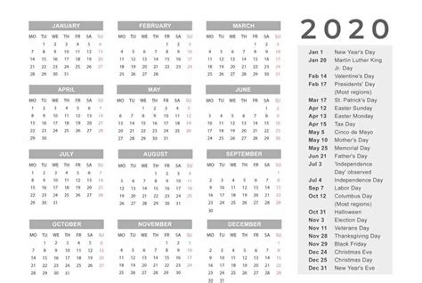 Free Vacation Calendar 2020 Calendar Printables Free Templates