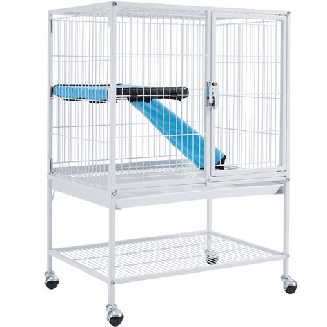 Yaheetech Rolling Metal Animal Cage W Removable Ramp And Platform White