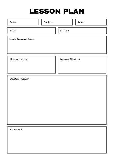 Free Simple Elementary Lesson Plan Template Editable Lesson Plan