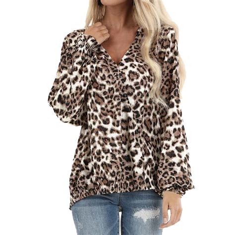 Buy Women Leopard Print Tops Ladies Autumn Loose Slim Long Sleeve