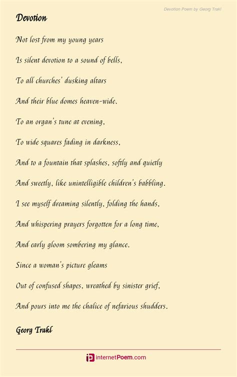 Devotion Poem By Georg Trakl