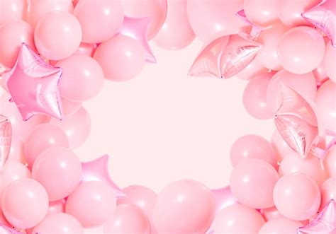 photo pink birthday air balloons  mint background  mockup