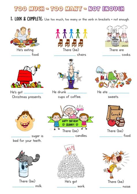 Too Much Too Many Not Enough Interactive Worksheet Cosas De Ingles