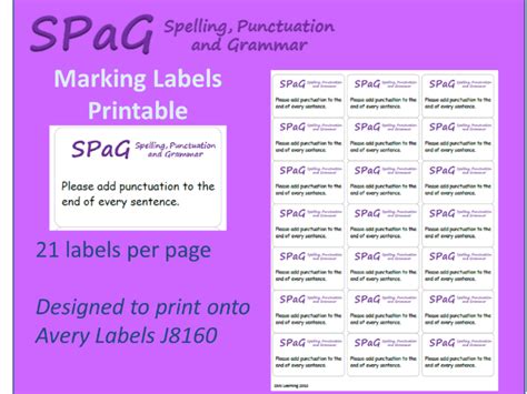 Spag Adhesive Marking Label Printable Package Teaching Resources