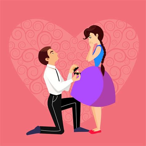 Marriage Engagement Drawing Design With Romantic Couple Free Vector In