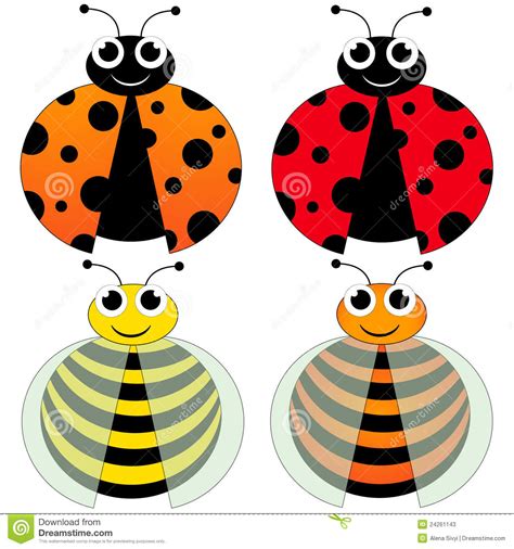 Ladybug And Bee Stock Illustration Illustration Of Doodle 24261143