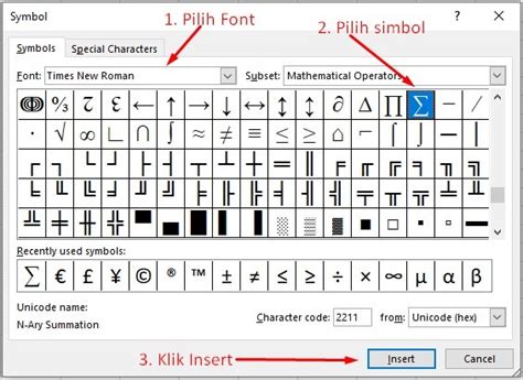 simbol jumlah di excel