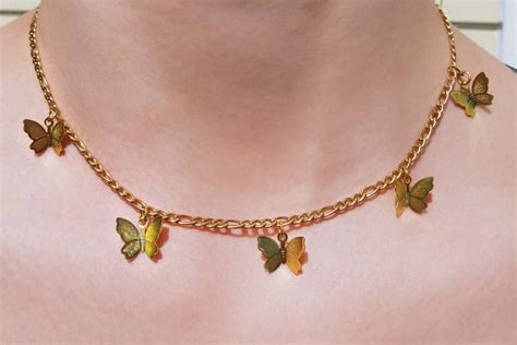 Butterfly Choker Necklace Dainty Gold Silver Stainless Etsy
