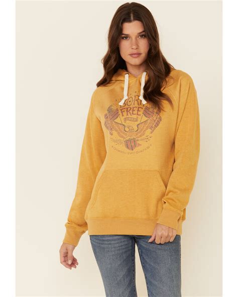 Cowgirl Tuff Womens Mustard Born Free Graphic Hooded Sweatshirt Boot