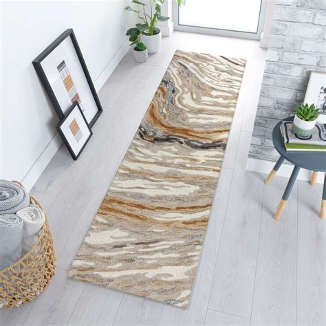 Modern Zest Jarvis Abstract Hand Carved Hallway Runner Rug In Natural