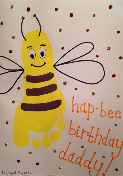 Birthday card ideas to make yourself. 'Hap-bee birthday' footprint card | Dad birthday card, Grandpa birthday card, Homemade birthday ...