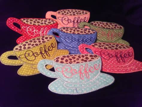 Free In The Hoop Coffee Cup Coaster Free Machine Embroidery Designs