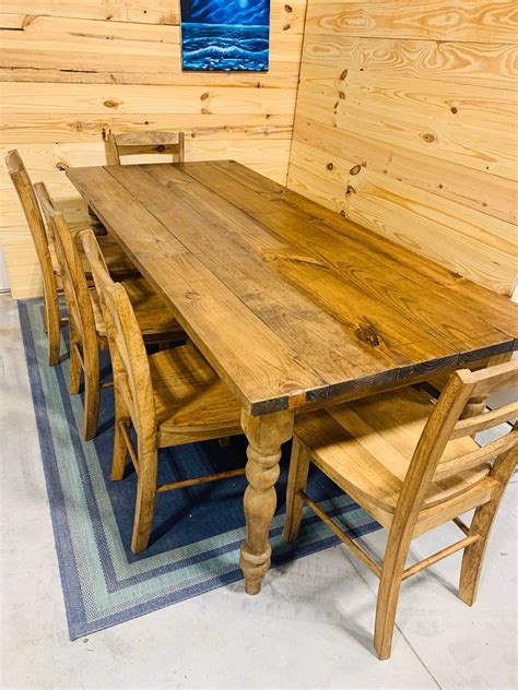 7ft Rustic Farmhouse Table Set With Bench And Chairs Etsy Kitchen