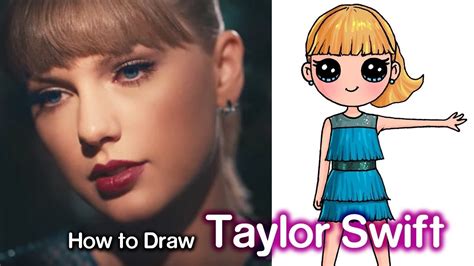 how to draw taylor swift delicate music video youtube kawaii girl drawings cute easy
