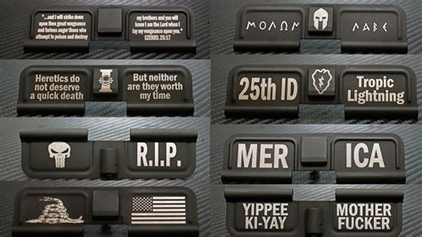 Pin on Laser Engraved AR15 Ejection Port Dust Covers