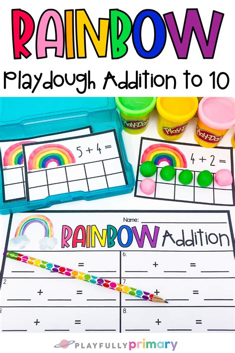Rainbow Playdough Mat Addition To 10 Task Cards Adding Within 10 Ways
