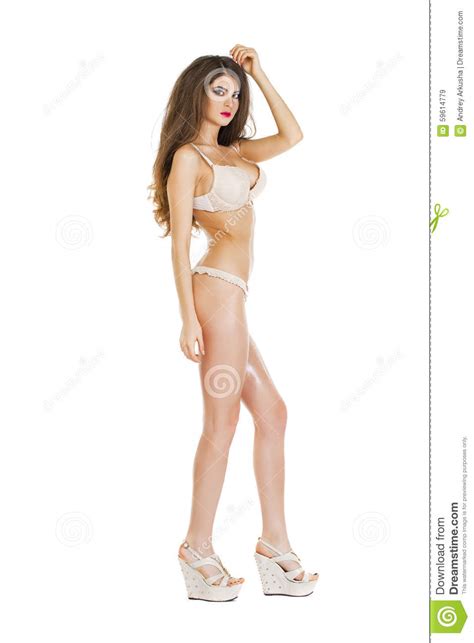 Beautiful Full Body Brunette Beauty Woman In Underwear Stock Image Image Of Legs Face