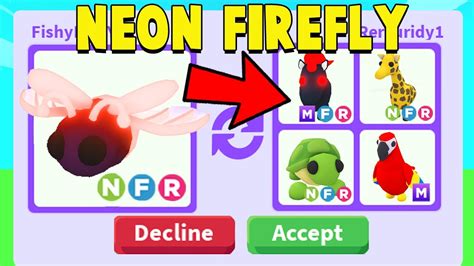 Trading Neon Firefly In Adopt Me Youtube