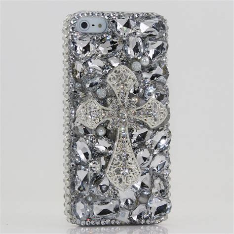 Bling Iphone 5 Case Luxury 3d Swarovski Crystal Diamond Silver Cross