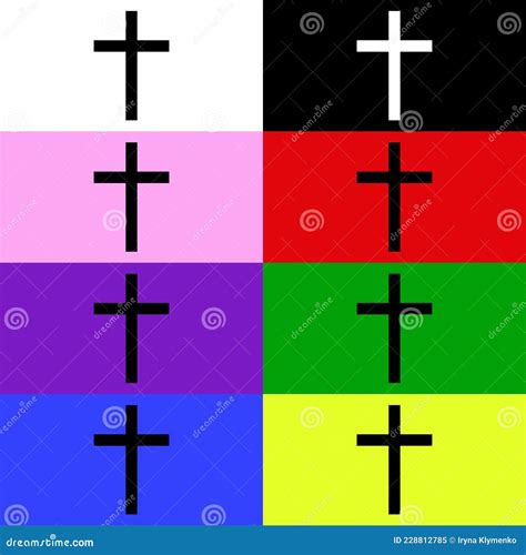 Latin Cross Sign Set Of Christian Symbol On A Liturgical Colors