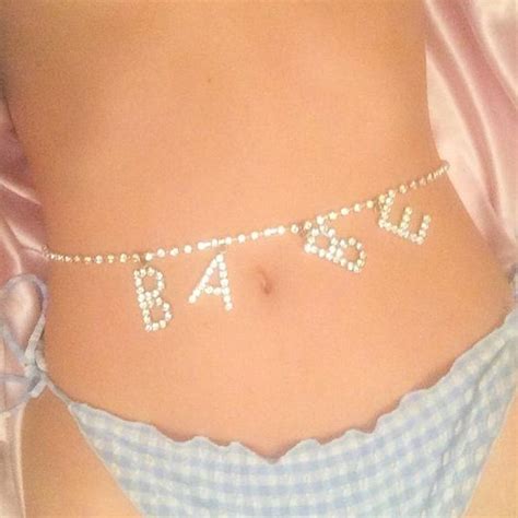 Rhinestone Letter Waist Chain Belt Silver For Women