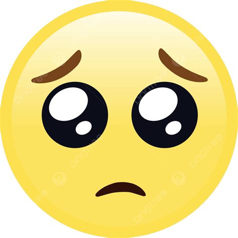 Isolated Yellow Face Pleading Begging Eyes Icon Party Beg Emoticon