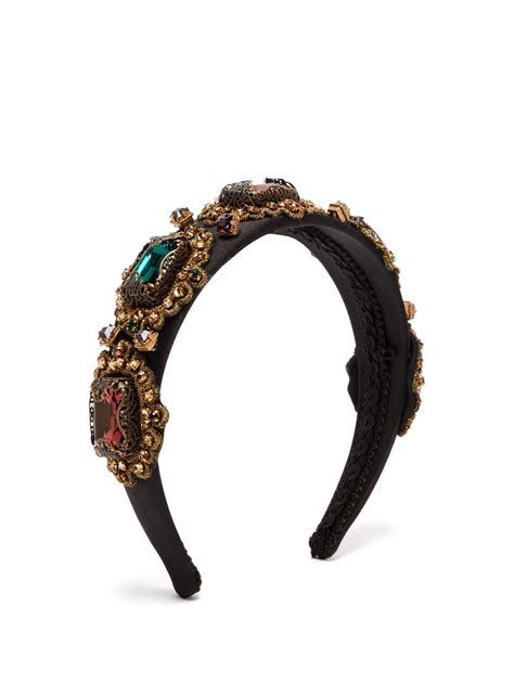 Dolce And Gabbana Crystal Embellished Embroidered Headband Lyst