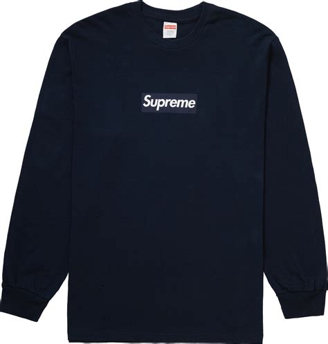 Supreme Box Logo Ls Tee Navy Fw20