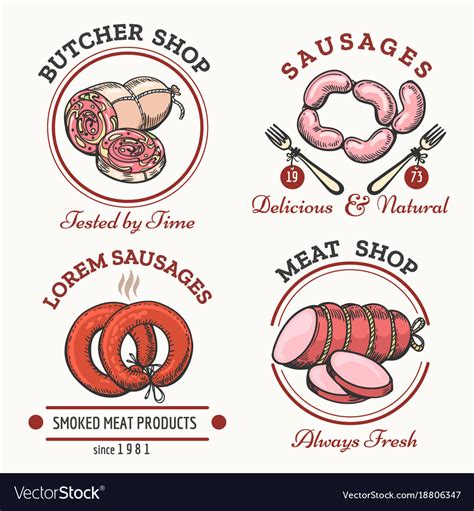 Sausages Logo Set Royalty Free Vector Image Vectorstock