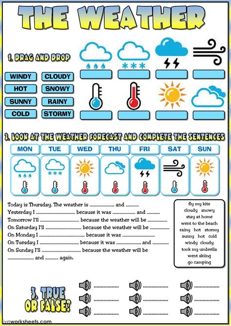 The Weather English As A Second Language Esl Worksheet You Can Do The Exercises Online Or
