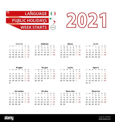 Calendario 2021 In Italiano Immagini E Fotografie Stock Ad Alta