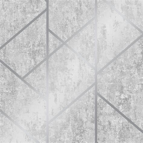 Milan Geo Metallic Wallpaper Grey Silver Wallpaper From I Love
