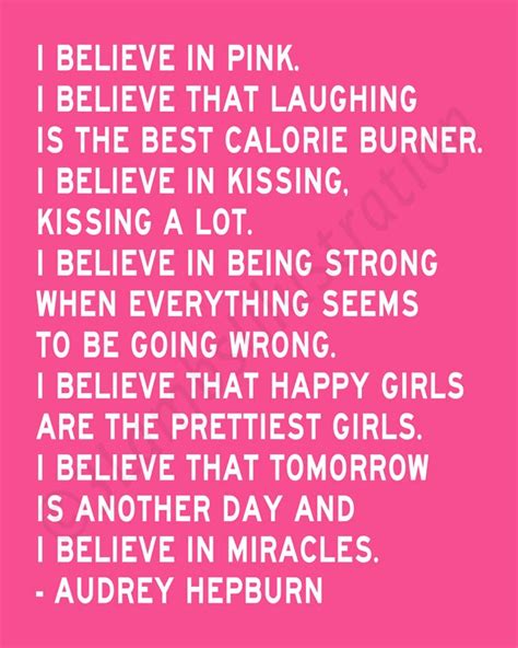 I Believe In Pink Audrey Hepburn Quote Quotes Pinterest