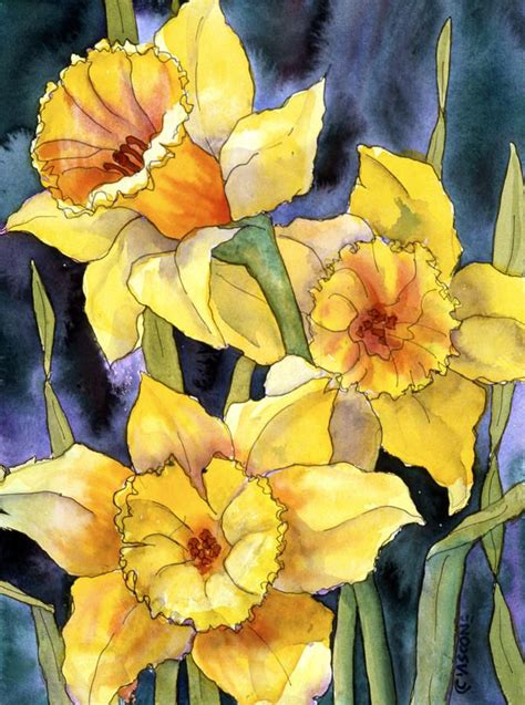 Springtime Daffodils Painting By Teresa Ascone Watercolor Flowers