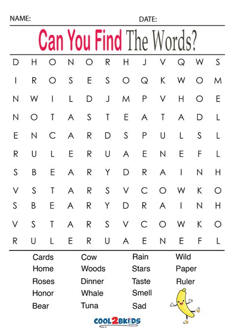 Printable Fun Word Searches Cool2bkids