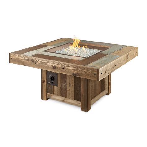 The Outdoor Greatroom Company Vintage 48 Inch Square Natural Gas Fire Pit Table With 24 Inch
