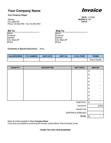 Sales Invoice Excel Template By Business In A Box
