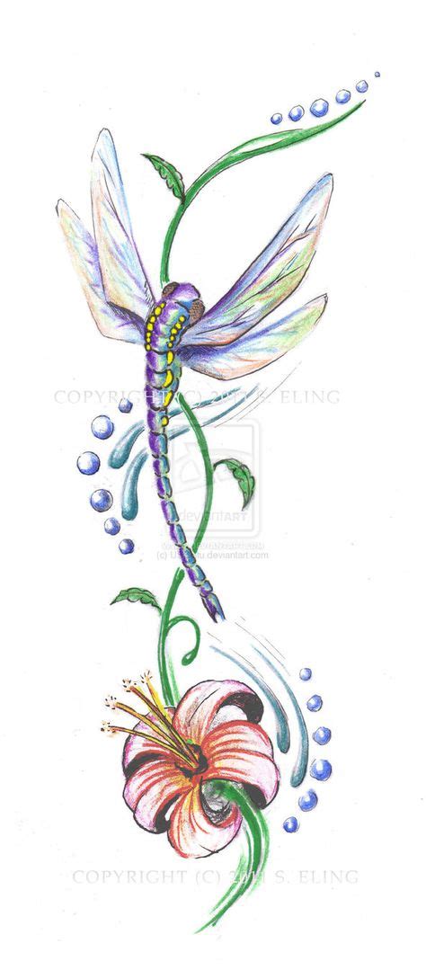 39 Dragonfly With Flower Tattoo Art Ideas Dragonfly Tattoo Flower