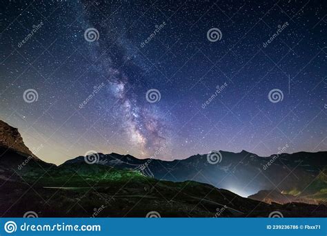 The Milky Way Galaxy And Stars Over The Italian French Alps Night Sky