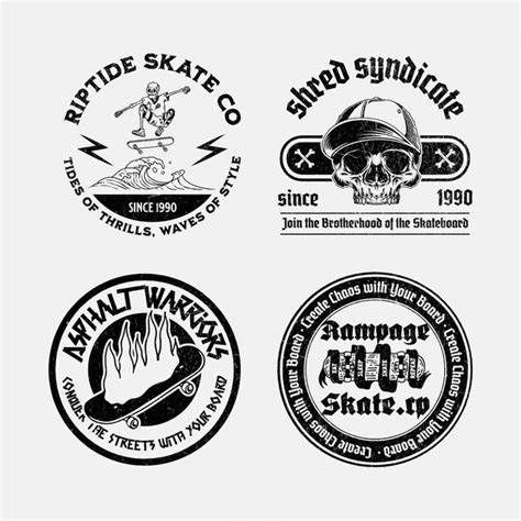 4 Vintage Skate Brand Logo Collection Logo Design Template Customize