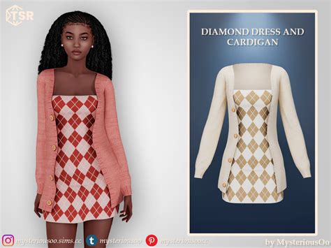 The Sims Resource Diamond Dress And Cardigan