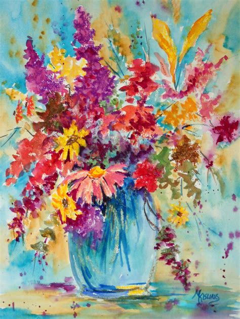Martha Kisling Art With Heart Three Watercolors Of Colorful Flowers