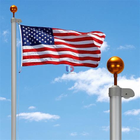 25ft Aluminum Sectional Flagpole Kit Gold Ball Outdoor 2x Us America