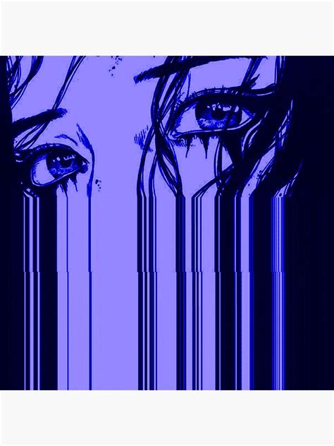 Sad Anime Aesthetic Blue Saddness Poster By Cowination Redbubble