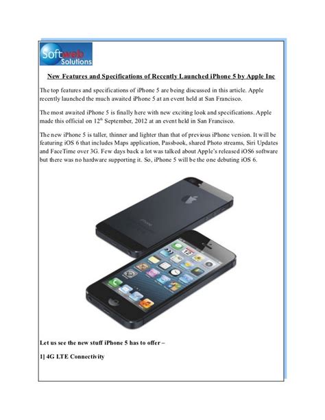 New Features And Specifications Of Recently Launched Iphone 5 By Apple Inc