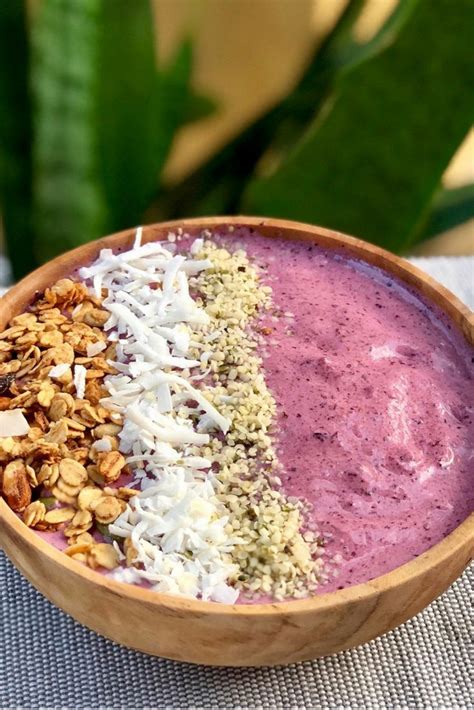 Blueberry Acai Bowl Thick Creamy Vegan Ambers Natural Nutrition Recipe Smoothie Bowl