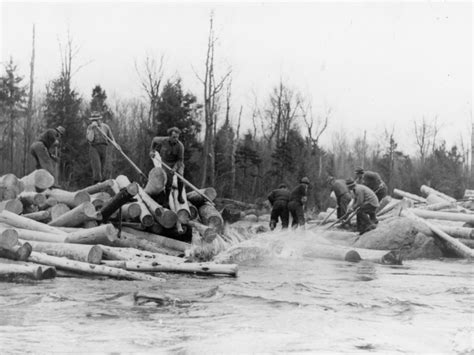 Loggers Breaking Up A Log Jam On The Grasse River In Pyrites