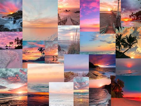 aesthetic digital beach sunset collage wallpaper ipad mx