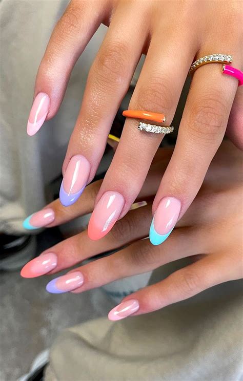 Summer Nail Art Ideas To Rock In Pastel French Tip Almond Shaped