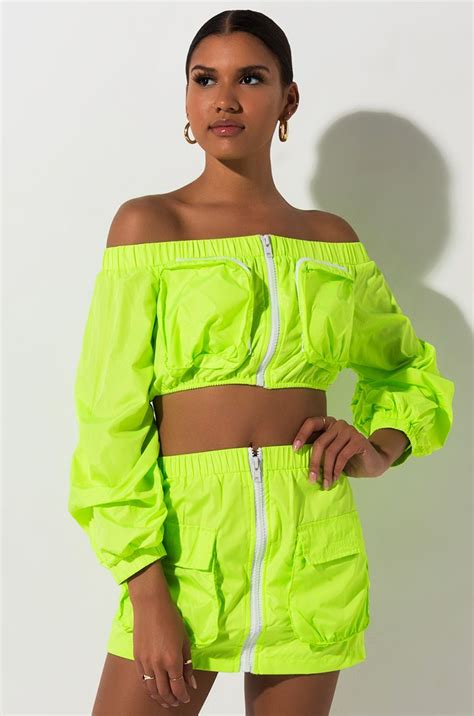 Off To The Races Neon Crop Top Neon Outfits Two Piece Dress Cute